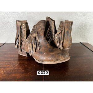 Circle G by Corral Fringe Boots Western Womens Sz 10 Brown Leather Distressed St